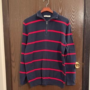 Old Navy Navy and Red Striped Zip-Up Sweater